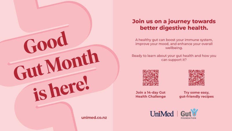 Good Gut Month is here! Join us on a journey towards better digestive screen. An image for a digital screen.