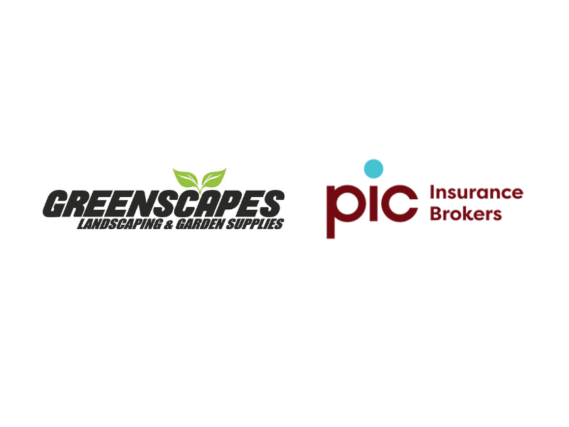 Greenscapes logo and PIC Insurance Brokers logo