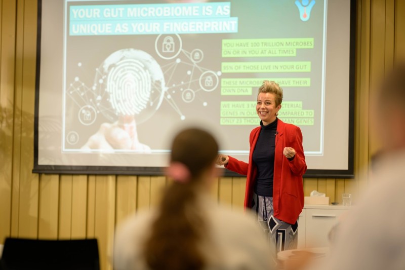 Alice Fitzgerald, the CEO of The Gut Foundation, presenting